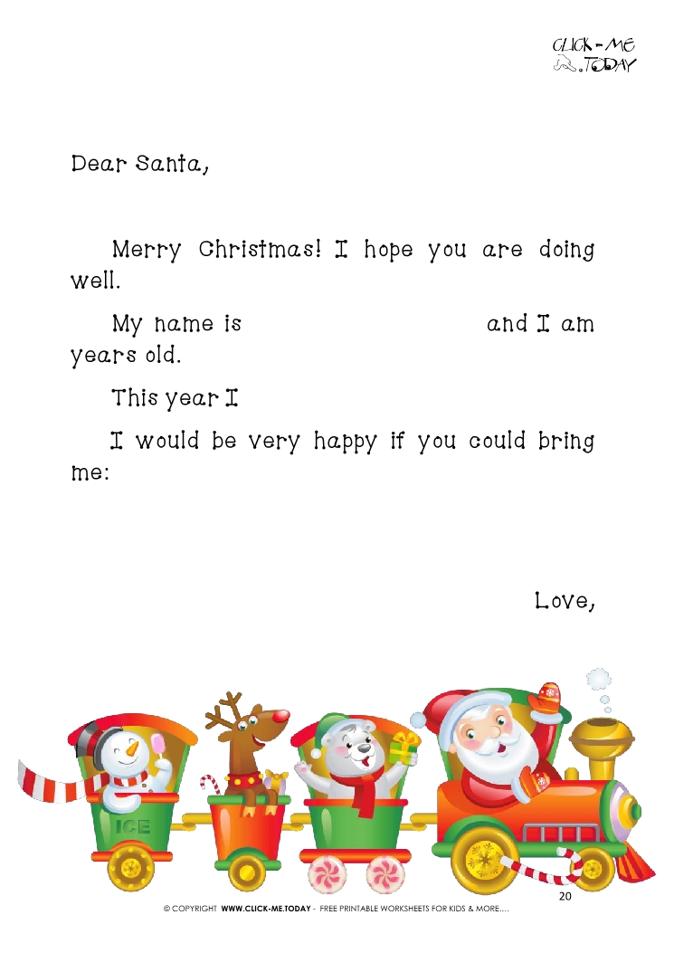 Free printable ready Letter to Santa template from newborn 20